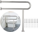 Toilet Support Rail 31.3X 31.5 Inch, Munzong Anti-Slip Satin Brushed Nickel Handicap Grab Bar for Bathroom, Stainless Steel Knurled Safety handrails with Leg for Elderly Disabled Pregnant-1.25’Tube