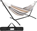 SUPER DEAL Portable 2 Person Hammock with 9FT Hammock Stand, 620 LBS Capacity Adjustable Hammock Bed with Space Saving Carrying Case Included for Camping Garden Backyard Patio Indoor Outdoor