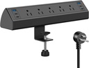Jgstkcity Desk Clamp Power Strip USB C,40W Total Fast Charging Station,4 PD 20W USB C Ports,Desk Edge Mount Surge Protector,5 Outlets,Fit 1.96" Tabletop Edge,ETL Listed