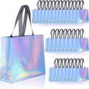 Sibba 30 Pieces Reusable Grocery Bags Women Tote Bag for Groceries Clothes, Durable Shopping Bags Bulk Coating Laser Foldable Non Woven Handbag Utility Holiday Gift Market Bag with Handles