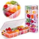 AIERSA Snack Box Container for Adults-12 Compartments,Adjustable Divided Snackle Box,Bento Box Accessories with 60 Labels,Snack Boxes for Travel,Work,Clear (2 Pack)
