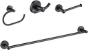 KRAUS Elie 4-Piece Bath Hardware Set with 24-inch Towel Bar, Paper Holder, Towel Ring and Robe Hook in Matte Black