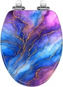 Elongated Toilet Seat Alcohol Ink Texture Rainbow Splatter Alcohol Ink Blue Drops Delicate Resin Toilet SeatSlow Quiet Close with Quick-Release Hinges Toilet Seat with Cover Easy to Clean Install
