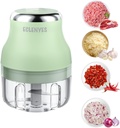 Vegetable Chopper, 100ML Electric Garlic Chopper, Rechargeable Mini Blender, Powerful Small Food Processor, Blender to Vegetable, Wireless Food Cutter for Ginger, Chili, Fruit, Meat, etc（Green）