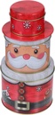 Christmas Cookie Tins Santa Shape- Metal Cookie Tins with Lids for Giving- Decorative Christmas Candy Jars Storage Containers for Biscuits Treat Small