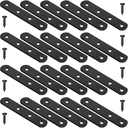 8 Pack Black Straight Brace Brackets 4 Inch Stainless Steel Flat Mending Plates, Heavy Duty Repair Fixing Joining Brackets for Wood Furniture with Screws