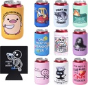 12 Pack Funny Can Cooler Sleeves – Neoprene Can Sleeves Collapsible Drink Holder for Cans and Bottles – Drink Cooler Sleeves for Parties, Gifts, BBQs, Beach, Bachelor, Bachelorette