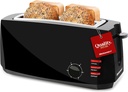 Elite Gourmet ECT4829B Long Slot 4 Slice Toaster, 6 Toast Settings Toaster Defrost, Reheat, Cancel Functions, Slide Out Crumb Tray, Extra Wide Slots for Bagels Waffles, Black