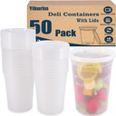 50 Pack Deli Containers with Lids,32oz Plastic Deli Food Storage Containers,Heavy-Duty Clear Takeout Container with Leakproof,BPA Free,Stackable Storage,Microwave Dishwasher Freezer Safe