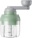 Food Chopper Handheld Veggie Chopper Cordless 250ml Capacity Mincer Garlic Chopper Hand Crank Food Processor for Salsa, Salad, Pesto Cooking, Green