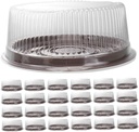 25pcs Round Cake Carrier Boxes with Clear Lids Plastic Cake Containers for Transporting Muffins and Pastries for Weddings Parties and Special Events