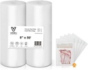 8" x 50' Vacuum Sealer Rolls, 2 Pack with 5 Liquid Block Bags, Perfect for Food Storage, Sous Vide, and Meal Preparation, Lock Fresh and Nutrients