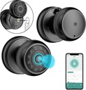 4-in-1 Smart Door Knob, Fingerprint Door Knob with App Control, Smart Fingerprint Door Lock with Keypad, Real Privacy Mode, Auto Lock, Ideal for Home, Bedroom, Garages &Office, Black,1 Pack