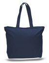 Heavy Canvas Large Tote Bag with Zippered Closure (Navy)