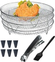 Air Fryer Racks Stainless Steel 11Pcs Air Fryer Universal Accessories, 3 Layer Stackable Dehydrator Racks With Oil Brush and Clamp, Air Fryer Basket Tray Fit Air Fryer, Oven, Pressure Cooker