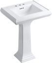 Kohler K-2238-4-0 Memoirs Pedestal Lavatory with 4" Centers and Classic Design, White, 1.25