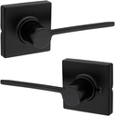 Kwikset 200LRLSQT-514 Ladera Lever with Square Rose Passage Door Lock with 6AL Latch and RCS Strike Matte Black Finish