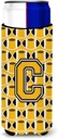 Letter C Football Black, Old Gold and White Ultra Beverage Insulators for slim cans