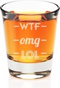 WTF- OMG - LOL Engraved Fluted Shot Glass - Set of 4