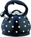 3 Liter Polka Dot Kettle, Stainless Steel Whistling Tea Kettle Stovetop, Fast Boiling Hot Water Teapot for Gas Hobs, Induction and Electric Stove Tops(Black)