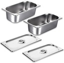 2 Pack 1/3 Size Hotel Pans with Lids, 3-5/8" Depth, 22 Gauge Steam Table Pan, Stainless Steel Counter pan, Food Service Pan for Kitchen