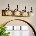Modern Crystal Bathroom Vanity Light Black Vintage Bathroom Light Fixtures 4-Lights Glass Crystal Vanity Lights