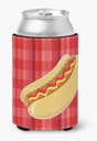 Caroline's Treasures BB6813CC Hot Dog Plaid Can or Bottle Hugger Cooler Washable Drink Sleeve Collapsible Beverage Insulated Holder, Can Hugger, Multicolor