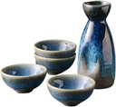 Retro Japanese Sake Set Ceramic Flagon Liquor Cup 1 Pot 4 Cups Home Bar Sake Wine Pot Drinkware Gifts