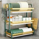 2/3 Tier Dish Drying Rack, Dish Drainer Rack with Drip Tray, Stainless Steel Dish Rack Drainer, with Utensil Knife Cutting Board Holder Rust Proof Metal Kitchen Plate Draining Sink 1,S (1 S) (4 Small)