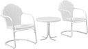 Crosley Furniture Tulip 3-Piece Outdoor Chair and Side Table Set, Retro Metal Patio Conversation Sets, White