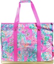 Lilly Pulitzer Large Utility Tote Bag, Heavy Duty Collapsible Tote, Storage Bin with Zip Lid & Reinforced Base