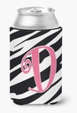 Caroline's Treasures CJ1037-DCC Letter D Initial Zebra Stripe and Pink Can or Bottle Hugger Cooler Washable Drink Sleeve Collapsible Beverage Insulated Holder, Can Hugger, Multicolor