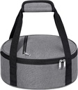 Round Insulated Casserole Carrier, Pie Carrier Bag, Portable Casserole Carrier for Hot or Cold Food Lunch Tote, Lunch Bag for Parties Picnic, Fits 12.5" Baking Dish, Grey