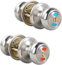 Mutex Twin-Pack Bathroom Door Lock Knob, Color Indicator for Vacant or Occupied in Use Restroom, Thumbturn, Emergency Unlock, Fits Standard 2 1/8" Doors