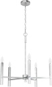 Hunter - Sunjai 5-light Brushed Nickel, Large Chandelier, Dimmable, Formal Style, Candle Shaped, for Bedrooms, Kitchens, Dining, Living Rooms - 19522