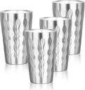 Stainless Steel Double Wall Cups, 16 oz Insulated Tumbler, 4 Pack Unbreakable Stackable Water Tumblers Insulated Metal Cup Premium Drinking Glasses for Travel Camping Home Outdoor