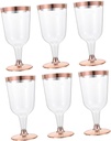 Garneck 6pcs Disposable Goblet Cups Rim Plastic Flutes for Parties Weddings and Cocktails Unbreakable Drinking Cups for Events