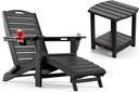 Ciokea Folding Adirondack Chair with Retractable Ottoman + Adirondack Outdoor Side Table