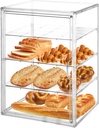 Bakery Display Case with 4 Layers, Bread Box for Kitchen Countertop, Clear Pastry Display Case, Cookie Display, Baked Goods Display