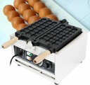 42 PCS Commercial Donut Rock Sugar Gourd Ball Waffle Maker Waffle Baker Machine Nonstick Egg Hot Dog Baker Machine 1500W for Bakeries with Wood Handle, Restaurants, Kiosks, Canteens