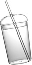 Luxshiny Large Capacity Borosilicate Glass Straw Cup with Smooth Rim for Household Beverage Drinking Transparent Glass Water Tumbler Suitable for Coffee Tea Juice and Iced Drinks