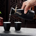 7 Pieces Sake Set Black Glaze Ceramics Wine Glasses Set Quaint Texture for Cold/Warm/Hot Sake/Shochu/Tea Best Gift for Family and Friends
