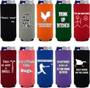 Funny Joke Slim Can Coolie Designs 10 Pack