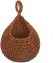 Kitchen Hanging Fruit Basket, Onion Basket Hanging for Pantry, Wall Hanging Vegetable Fruit Basket for Potato, Onion Garlic, Handmade Jute Rope Hanging Basket for Kitchen Storage(Caramel colour)