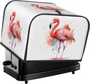 4 Slice Toaster Cover with Two Pockets for Storing knife Super Soft Appliance Cover Watercolor Flamingo Dust Cover for Kitchen Small Oven Cover Kitchen Bread Machine Protector Cover