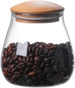 WAIT FLY Mushroom Shape Borosilicate Glass Coffee Bean Storage Container with Airtight Bamboo Lid, Tea Canister, Food Storage Jar for Tea, Coffee, Spices, Sugar, Candy, Cookies, Cereals-Smooth-13 OZ