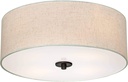 Regency Hill Sylvan Modern Ceiling Light Flush-Mount Fixture 18" Wide Bronze 4-Light Oatmeal Fabric Drum Shade for Bedroom Kitchen Living Room Hallway Dining Bathroom Schoolhouse House