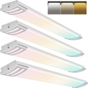 4 Pack 4FT 3CCT LED Linear Flush Mount Lights 50W 5000lm 3000K/4000K/5000K Selectable, 4FT LED Puff Lights Flush Mount for Kitchen, Utility Room, Laundry, Fluorescent Replacement, 120-277V, ETL