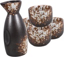 Luxshiny 1 Set Set Sake Jug Set Cups Pot Straw Sake Cup Sake Kettle Traditional Sake Cup Rice Wine Cup Ceramics Dark Brown