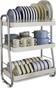 QUQUQ Kitchen Storage Organization 3 Tier Dish Drainer for Space Saving Multi-Functional Dish Dryer Holder for Kitchen
